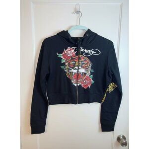 Ed‎ Hardy Tiger & Roses Zip-Up Hoodie